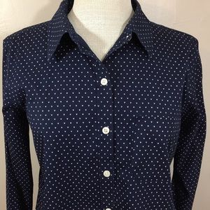 LL Bean wrinkle free navy top